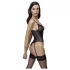 Cottelli - Strumpfhalter, Spitzen-Body mit offenem Design (schwarz) - M