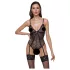 Cottelli - Strumpfhalter, Spitzen-Body mit offenem Design (schwarz) - L