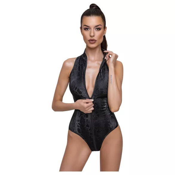 Cottelli Party - Schlangenhautmuster Body (schwarz) - M