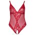 Cottelli Curves - Transparenter Spitzen-Body (Rot) - 2XL