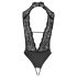 Abierta Fina - Strasszierter Body mit Spitze (schwarz) - M
