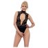 Abierta Fina - Strasszierter Body mit Spitze (schwarz) - M