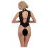 Abierta Fina - Strasszierter Body mit Spitze (schwarz) - M