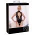 Abierta Fina - Strasszierter Body mit Spitze (schwarz) - M