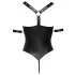 Cottelli Bondage - Glänzender, offener Body mit Ringen (schwarz)