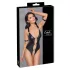 Cottelli Bondage - Glänzender, offener Body mit Ringen (schwarz) - M