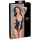 Cottelli Bondage - Glänzender, offener Body mit Ringen (schwarz) - XL