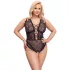 Cottelli Curves Plus Size - transparenter gemusterter Body (schwarz)