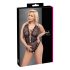 Cottelli Curves Plus Size - transparenter gemusterter Body (schwarz) - 90D/XL