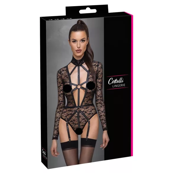 Cottelli - transparenter Riemenbody (schwarz) - L
