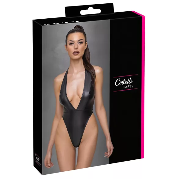 Cottelli Party - Glänzender Neckholder-Body (Schwarz)