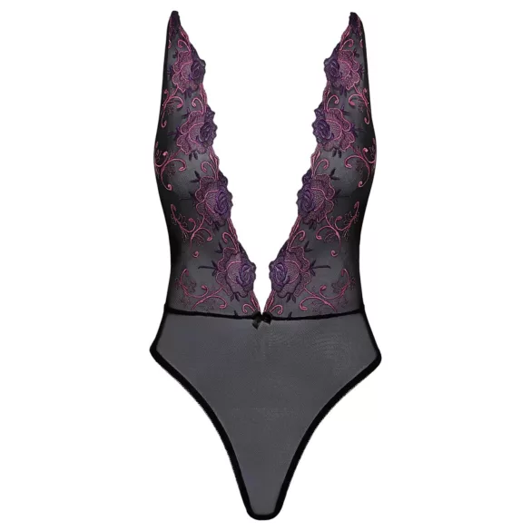 Küssbar - Body mit pinker Stickerei (schwarz)