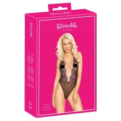 Küssbar - Body mit pinker Stickerei (schwarz) - L/XL