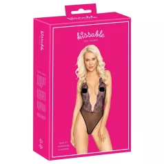 Küssbar - Body mit pinker Stickerei (schwarz) - L/XL