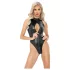 Noir - Schlangenhautmuster-Body (schwarz) - XL