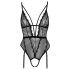 Cottelli - Offener, riemchen Body mit Strumpfhalter (schwarz) - M