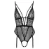 Cottelli - Offener, riemchen Body mit Strumpfhalter (schwarz) - L