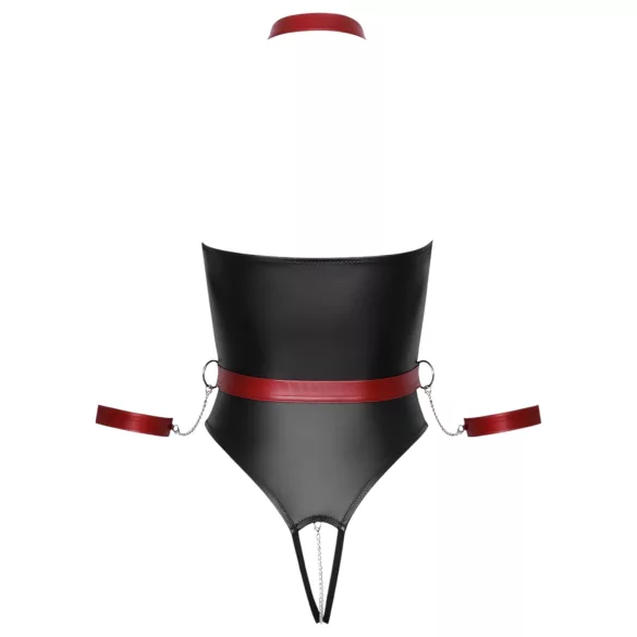 Cottelli Bondage - glänzender Body und Armfesseln (schwarz)