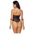 Cottelli Bondage - glänzender Body und Armfesseln (schwarz) - L