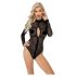 / Noir - langärmeliger Body mit Leopardenmuster (schwarz) - M
