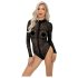/ Noir - langärmeliger Body mit Leopardenmuster (schwarz) - M