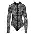/ Noir - langärmeliger Body mit Leopardenmuster (schwarz) - M
