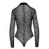 / Noir - langärmeliger Body mit Leopardenmuster (schwarz) - M