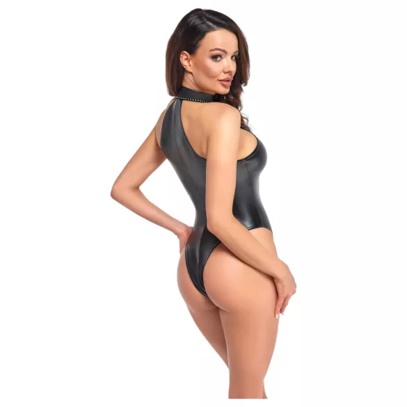 Noir - glänzender Neckholder-Body (schwarz)