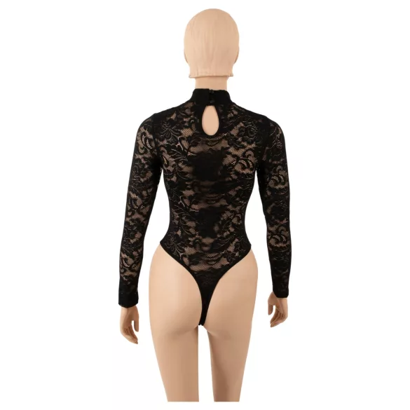 Cottelli - Langarm-Body aus Spitze (schwarz) - S - M