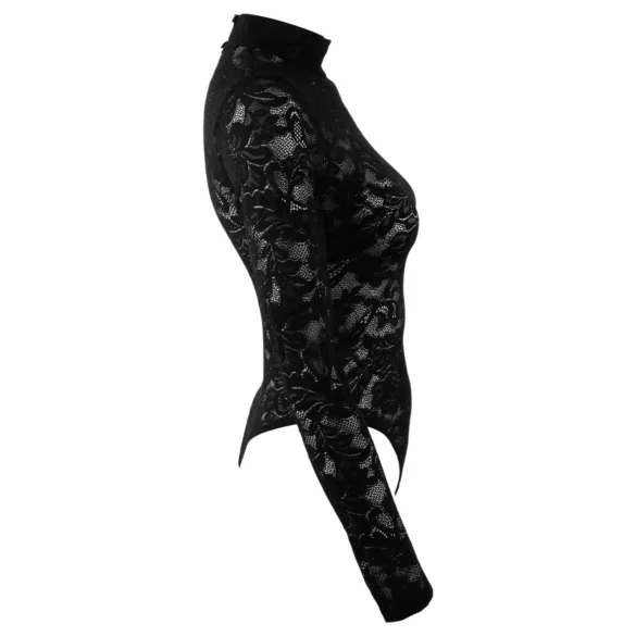 Cottelli - Langarm-Body aus Spitze (schwarz) - S - M