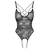 Cottelli - Transparenter Spitzenbody mit Öffnungen (schwarz)