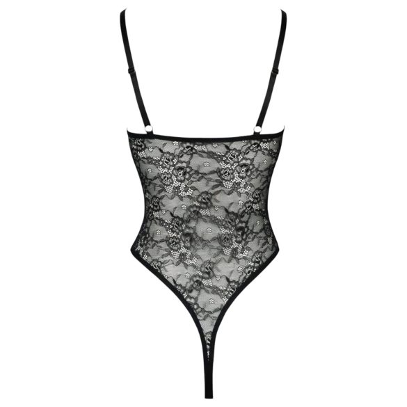 Cottelli - Transparenter Spitzenbody mit Öffnungen (schwarz) - M