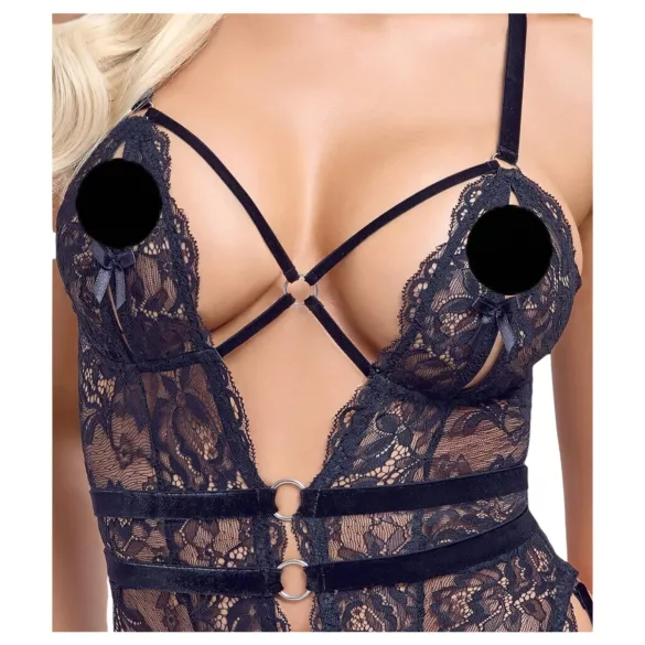 Cottelli - Offener Strapscatsuit (Schwarz)