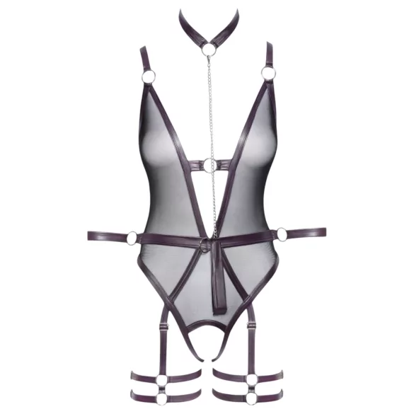 Cottelli Bondage - offener Body mit Armfesseln (schwarz)