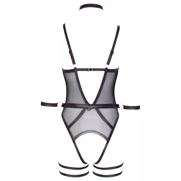 Cottelli Bondage - offener Body mit Armfesseln (schwarz)