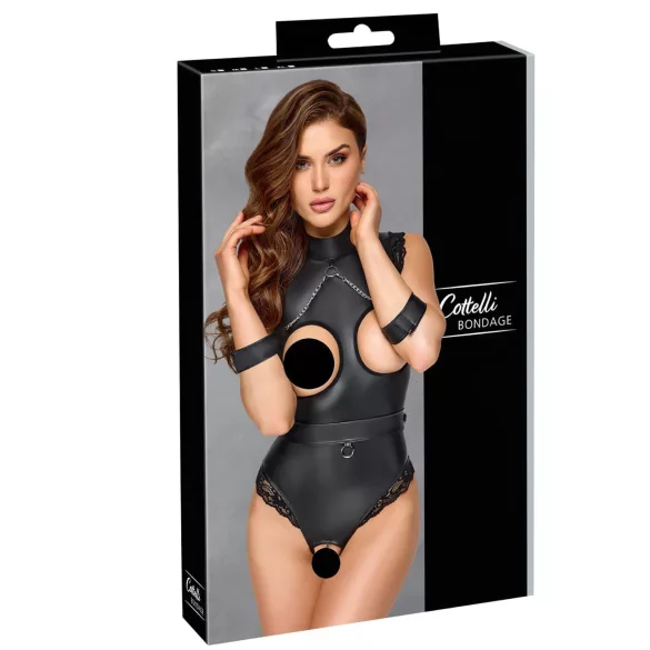 Cottelli Bondage - Offenherziger Body (schwarz) - M