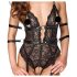 Cottelli Bondage - Offene Spitzen-Bodysuit (schwarz)