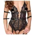 Cottelli Bondage - offener Spitzenbody (schwarz) - L