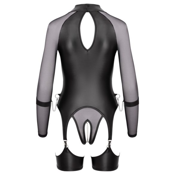 Cottelli Bondage - Transparente Oberteil mit Handschellen (schwarz) - M