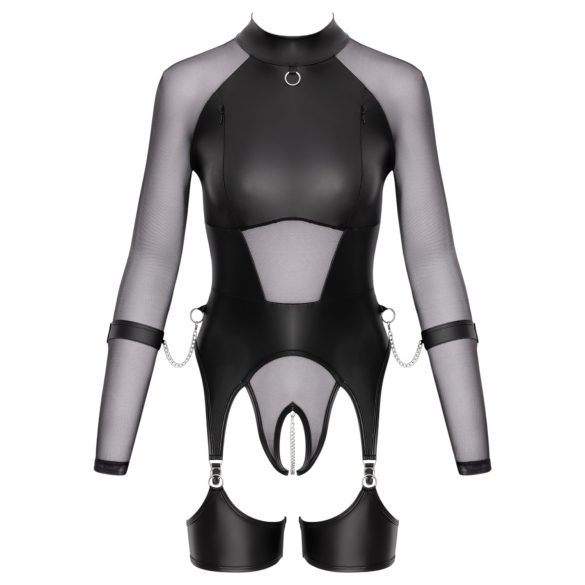 Cottelli Bondage - Transparente Oberteil mit Handschellen (schwarz) - L
