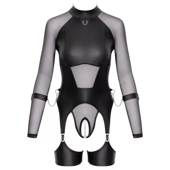 Cottelli Bondage - Transparente Oberteil mit Handschellen (schwarz) - L
