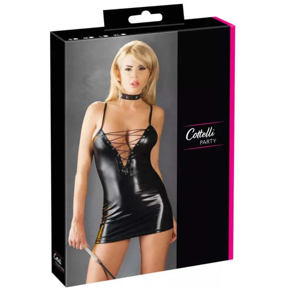 Cottelli - glänzendes, geschnürtes Kleid (schwarz)
