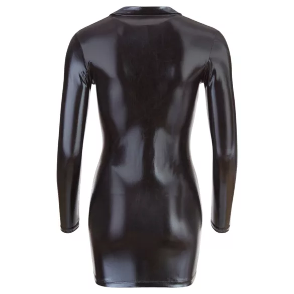 Cottelli - Glänzendes Minikleid mit langen Ärmeln (schwarz)