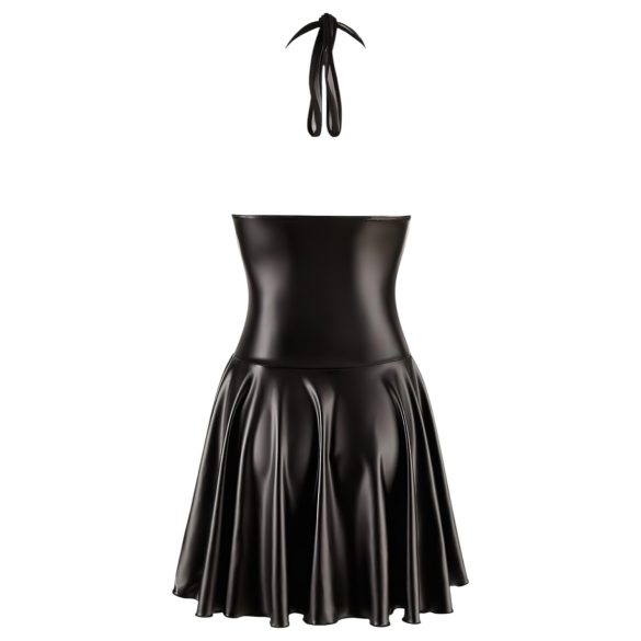 Noir - Plisseekleid mit transparentem Brustteil und Halsband (schwarz) - XL