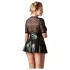 Cottelli Plus Size - Glänzendes Kleid mit rotem Korsett (schwarz) - XXL