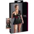 Cottelli Plus Size - Glänzendes Kleid mit rotem Korsett (schwarz) - XXXL