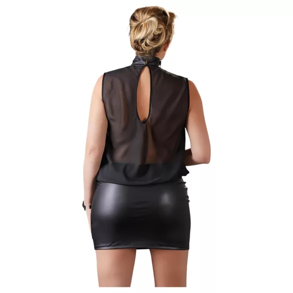 Cottelli Plus Size - Glänzendes Chiffon-Kleid (schwarz)