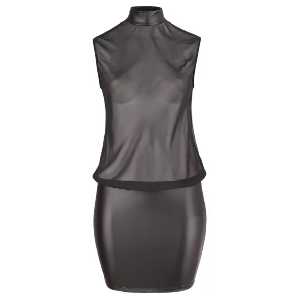 Cottelli Plus Size - Glänzendes Chiffon-Kleid (schwarz)