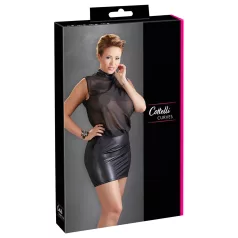   Cottelli Plus Size - Glänzendes Chiffon-Kleid (schwarz) - 2XL