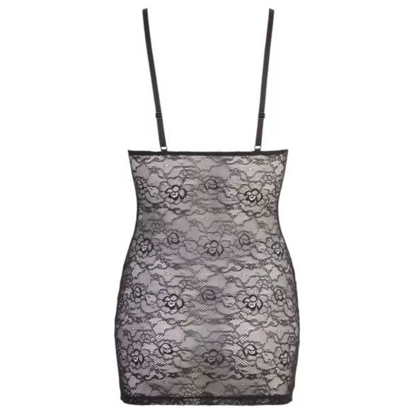 Cottelli - Glänzendes gestreiftes Spitzenkleid (schwarz) - XL